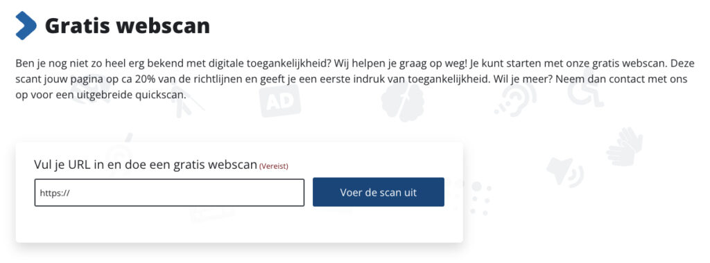 Schermafbeelding van het audit venster op wcag.nl